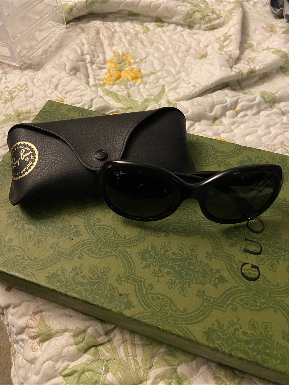 Ray-Ban Women's Black Oval Sunglasses with Black Case